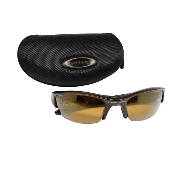 Oakley Flak 12-901 Rootbeer Polarized 63-20 Sunglasses - LENSES FAIR/FRAMES GOOD - Picture 1 of 16